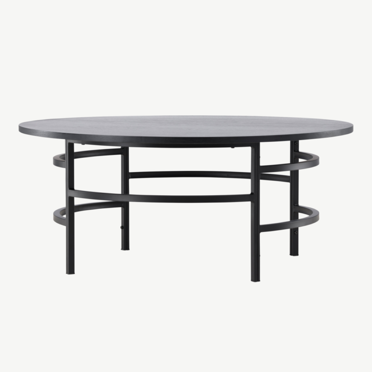 Ümmargune diivanilaud Copenhagen (must MDF, metall, ø100cm) - 62030-100