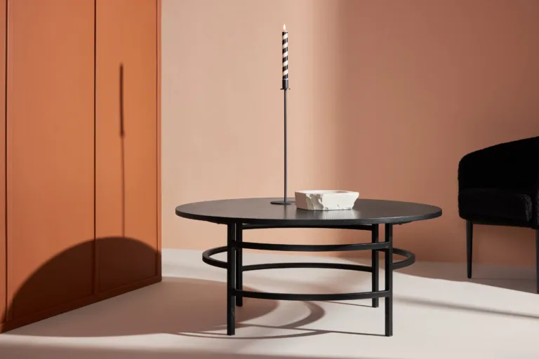 Ümmargune diivanilaud Copenhagen (must MDF, metall, ø100cm) - 62030-100