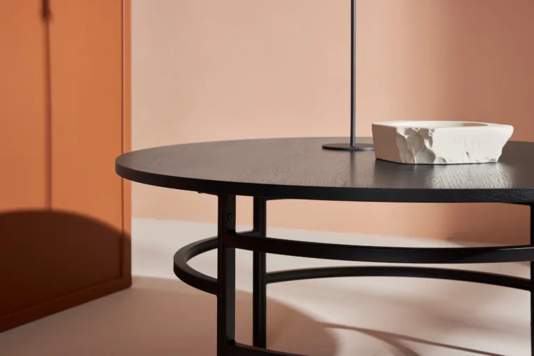 Ümmargune diivanilaud Copenhagen (must MDF, metall, ø100cm) - 62030-100