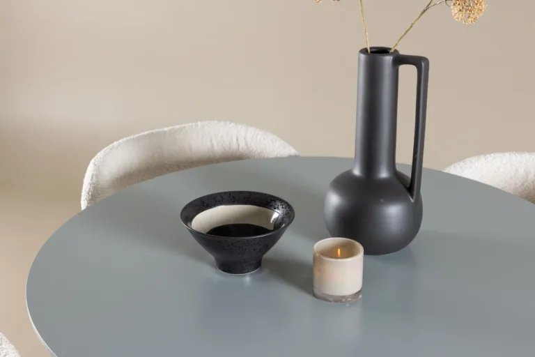 Ümmargune hall MDF söögilaud Plaza ja 4 valgest bukleest tooli Agnes - GR24370