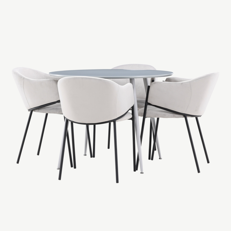 Ümmargune hall söögilaud Plaza ja 4 sametpolstriga Evelina tooli, GR24376 – 6