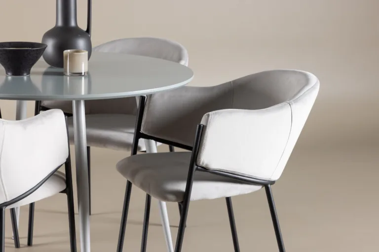 Ümmargune hall söögilaud Plaza ja 4 sametpolstriga Evelina tooli - GR24376