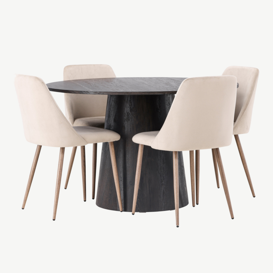 Ümmargune mokkatooniga MDF söögilaud Lanzo ja polsterdatud Night toolid (4 tk), GR23480 – 6