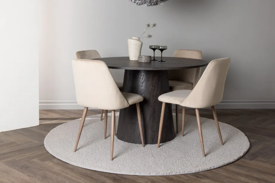 Ümmargune mokkatooniga MDF söögilaud Lanzo ja polsterdatud Night toolid (4 tk), GR23480 – 8