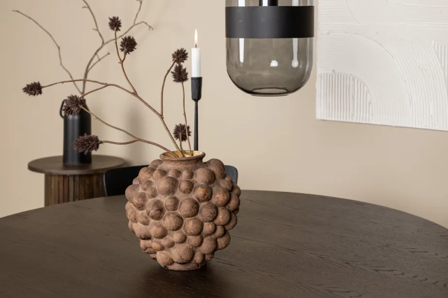 Ümmargune mokkavärvi söögilaud Stone koos mustade Ursholmen toolidega (4 tk), GR23034 – 10