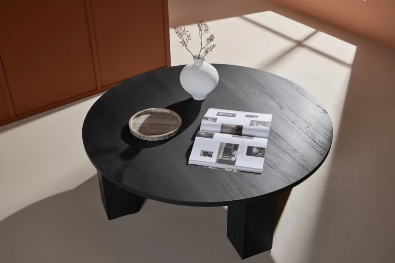 Ümmargune must MDF diivanilaud Juno (ø120 cm) - 62060-100