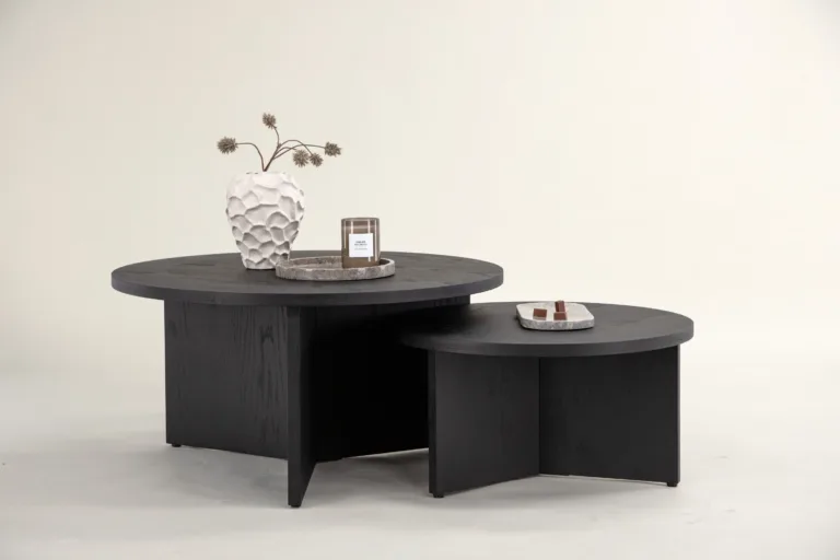 Ümmargune must diivanilauakomplekt Saltö (MDF, 2 suurust) - GR23954