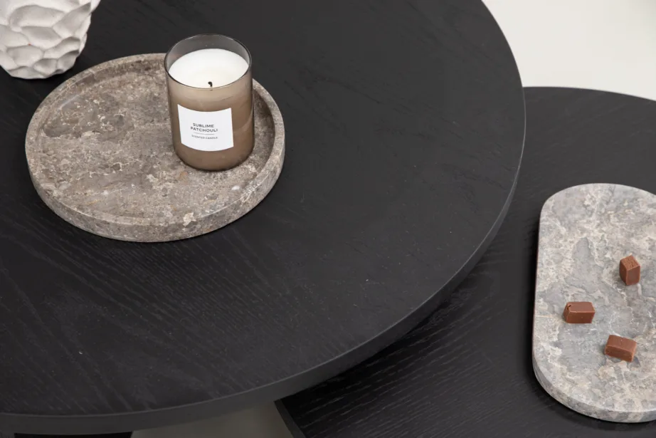 Ümmargune must diivanilauakomplekt Saltö (MDF, 2 suurust), GR23954 – 9