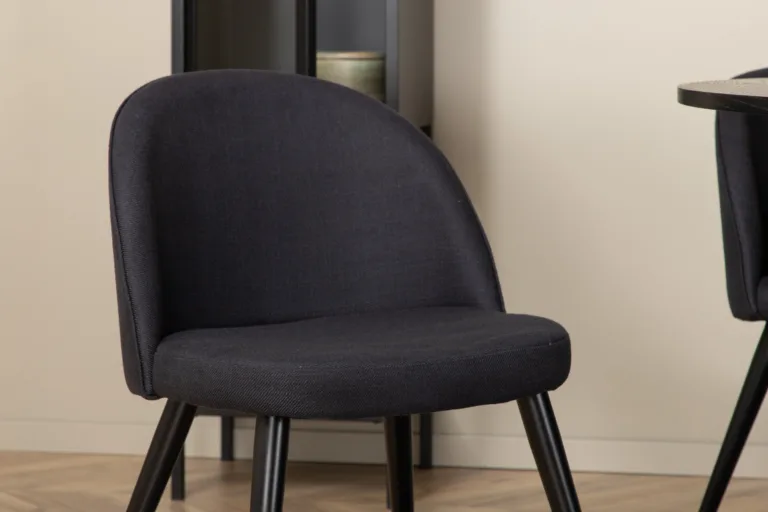 Ümmargune must söögilauakomplekt Bianca (laud Ø110 cm, 4 velvetist tooli) - GR22234