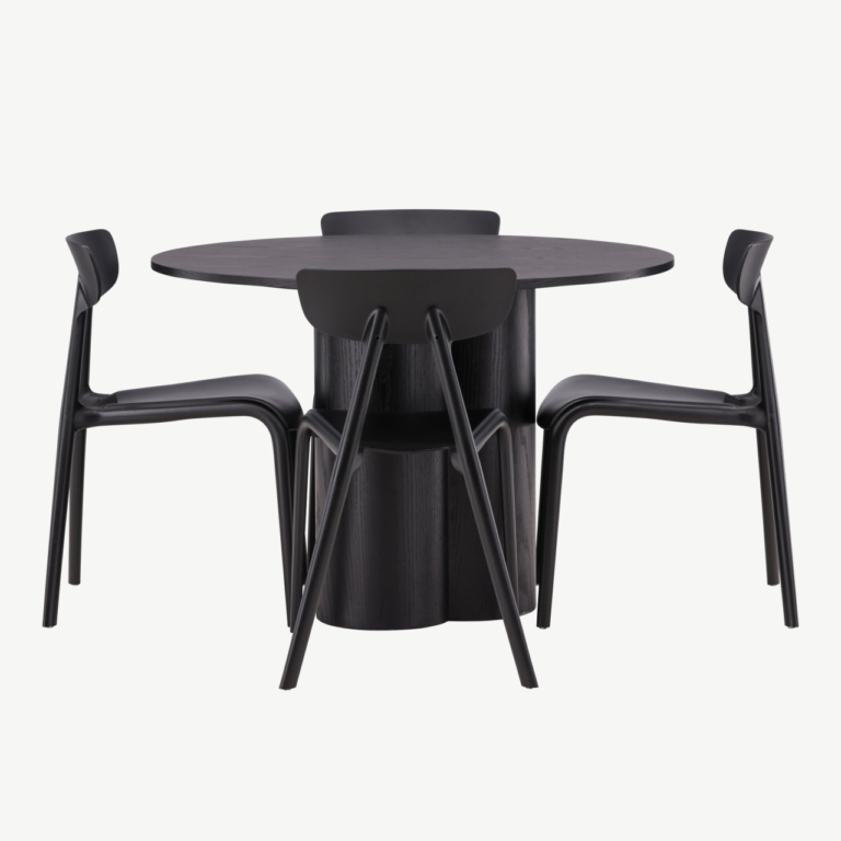 Ümmargune must söögilauakomplekt Olivia (MDF, 110 cm) ja Ursholmen toolid - GR23111