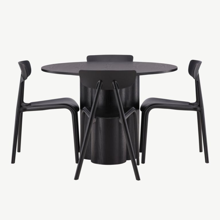 Ümmargune must söögilauakomplekt Olivia (MDF, 110 cm) ja Ursholmen toolid - GR23111