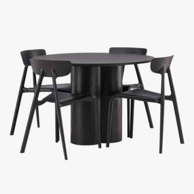Ümmargune must söögilauakomplekt Olivia (MDF, 110 cm) ja Ursholmen toolid - GR23111