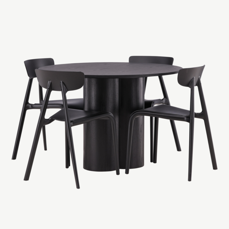Ümmargune must söögilauakomplekt Olivia (MDF, 110 cm) ja Ursholmen toolid - GR23111