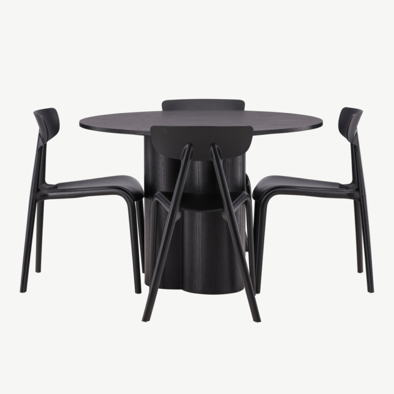 Ümmargune must söögilauakomplekt Olivia (MDF, 110 cm) ja Ursholmen toolid - GR23111