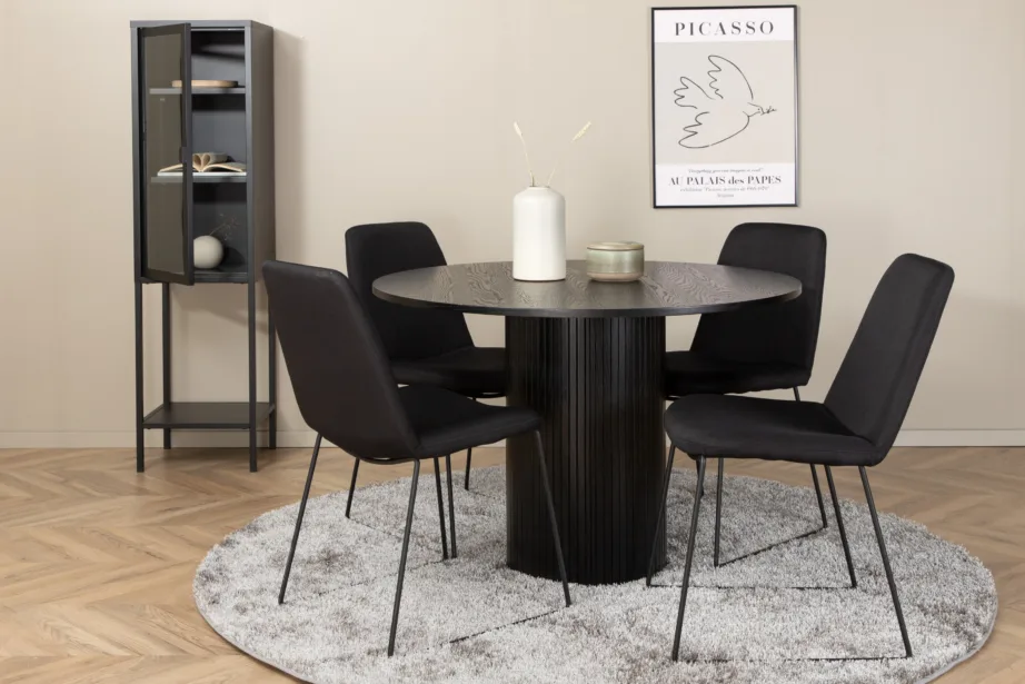 Ümmargune must söögilaud Bianca ja 4 Muce tooli (MDF, polüester), GR22230 – 3