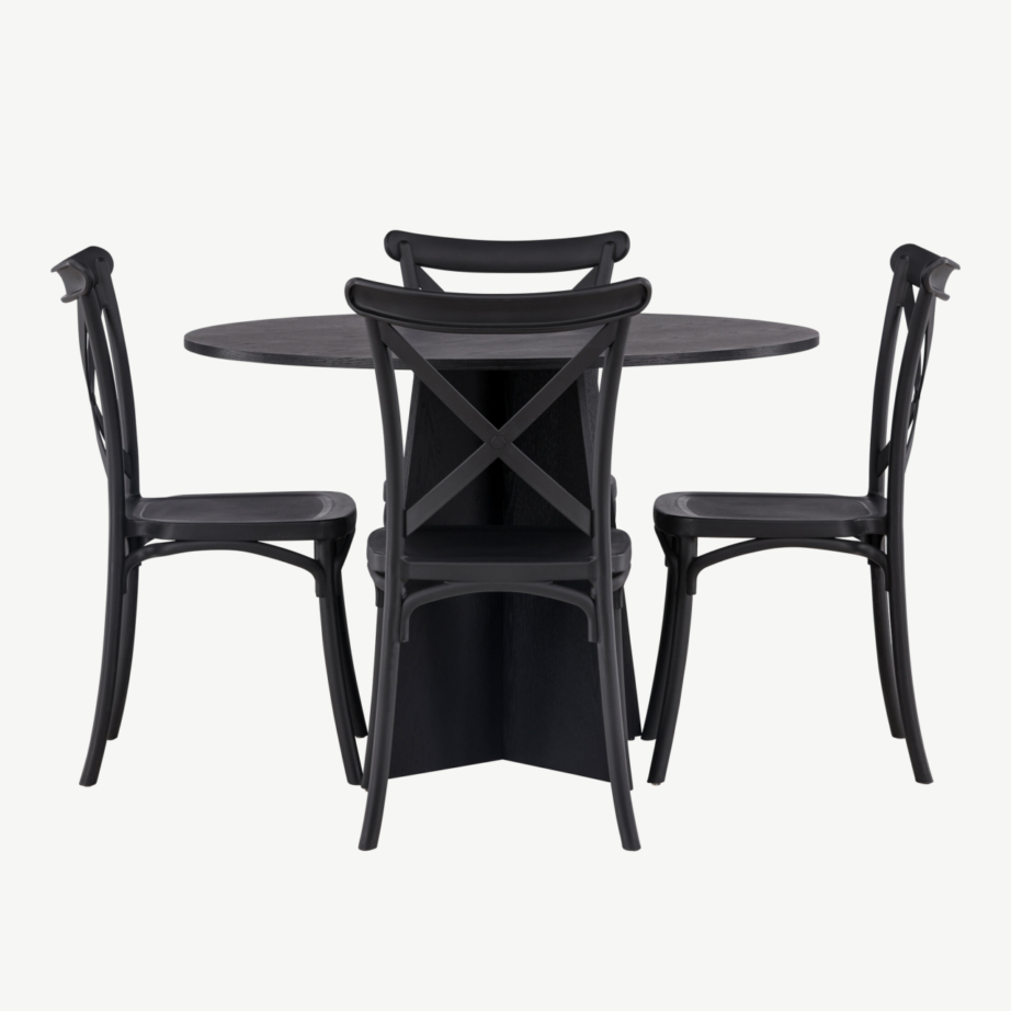 Ümmargune must söögilaud Bootcut ja neli Crosett tooli, GR23250 – 2
