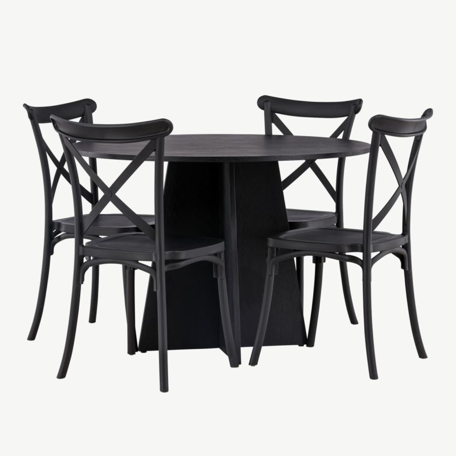 Ümmargune must söögilaud Bootcut ja neli Crosett tooli, GR23250 – 3