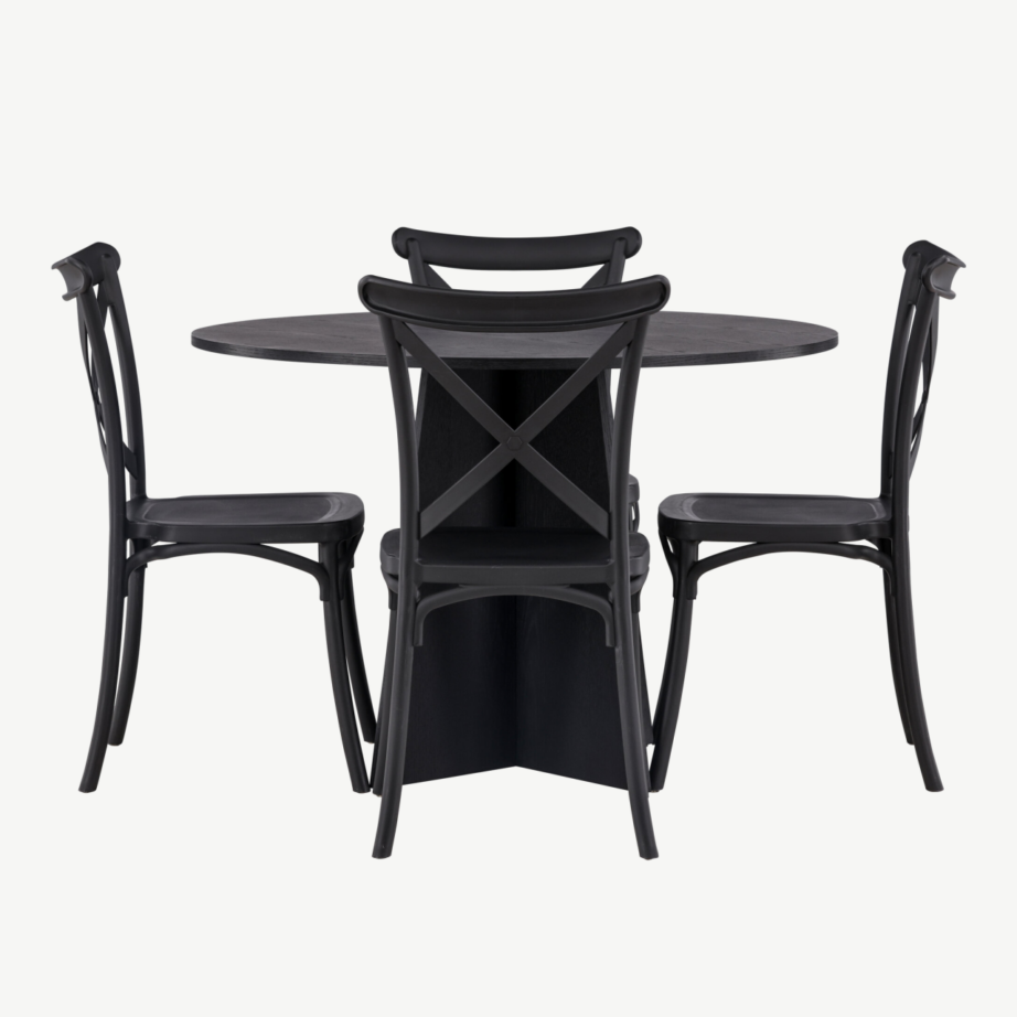 Ümmargune must söögilaud Bootcut ja neli Crosett tooli, GR23250 – 5