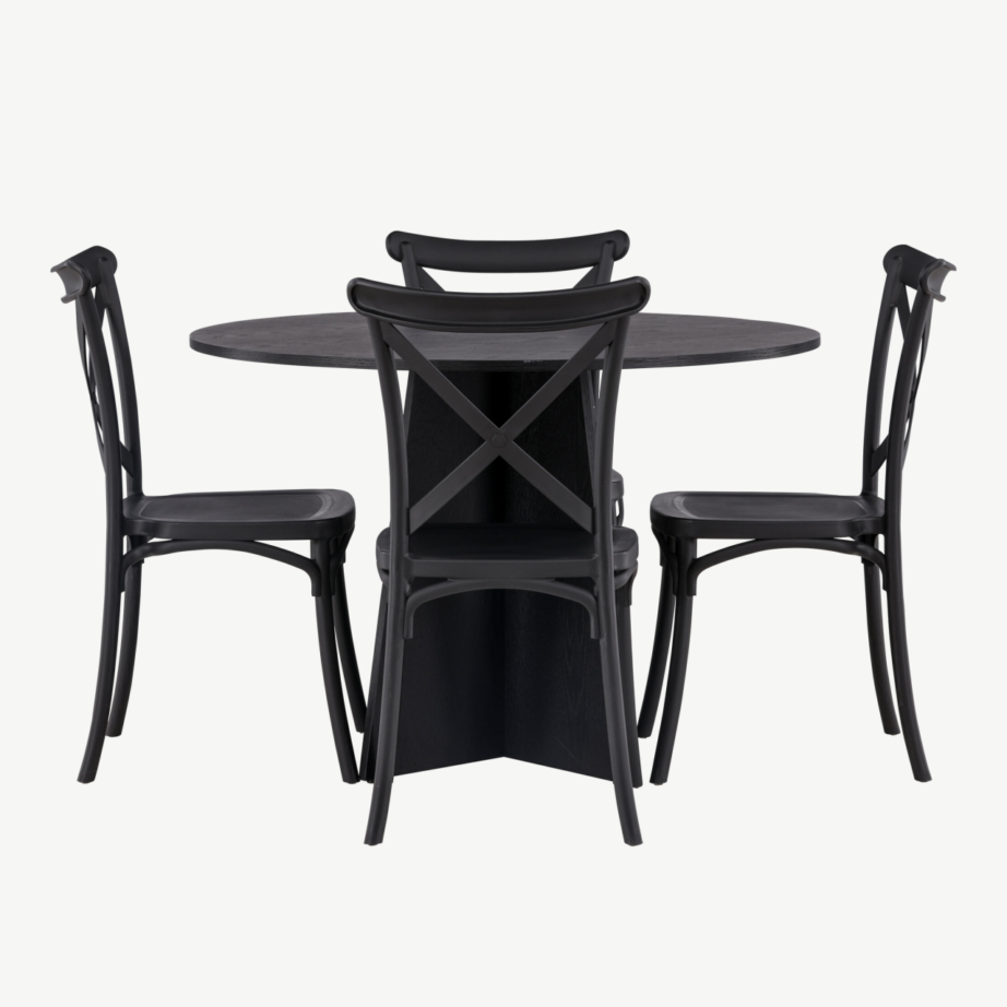 Ümmargune must söögilaud Bootcut ja neli Crosett tooli, GR23250 – 7