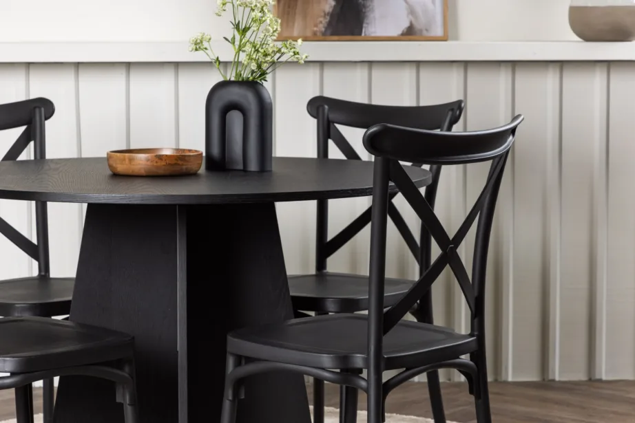 Ümmargune must söögilaud Bootcut ja neli Crosett tooli, GR23250 – 9