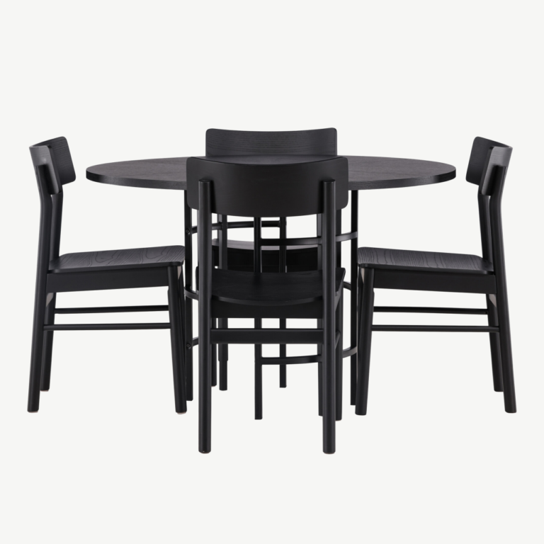 Ümmargune must söögilaud Copenhagen ja Montros toolid (MDF, teras, kask, ø115cm) - GR23221