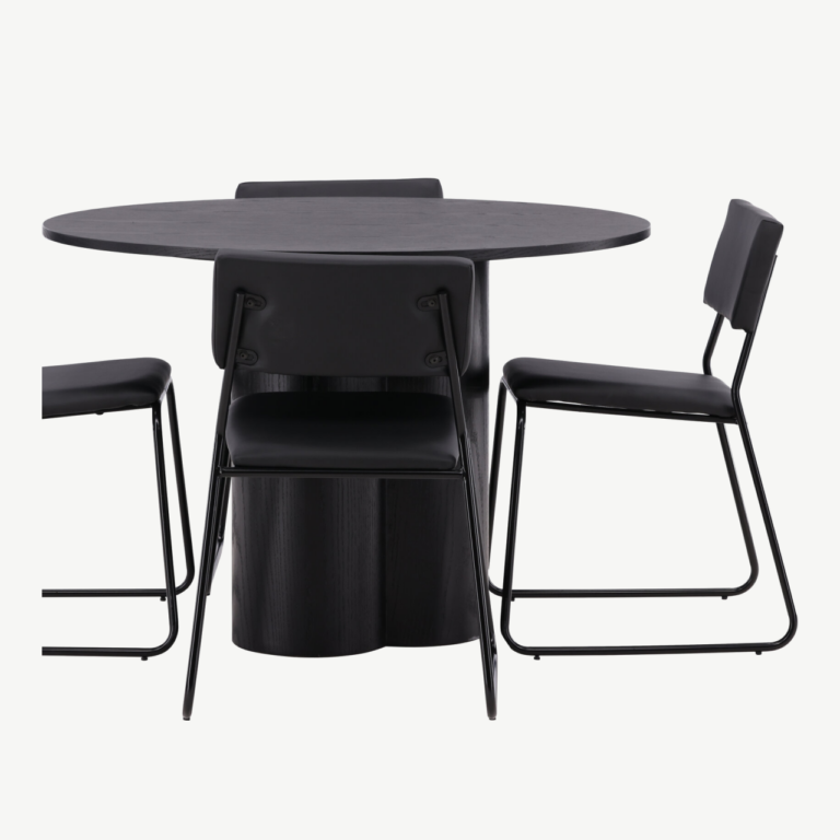Ümmargune must söögitabel Olivia ja 4 Kenth tooli (MDF, kunstnahk) - GR22891