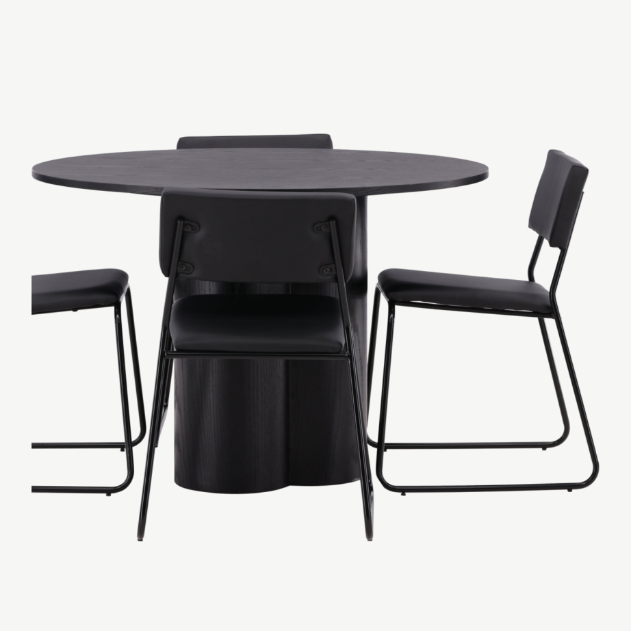 Ümmargune must söögitabel Olivia ja 4 Kenth tooli (MDF, kunstnahk), GR22891 – 7