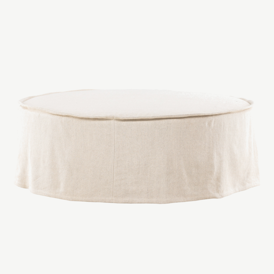 Ümmargune ottomaan Vindö, beež linasest kangas, ⌀101 cm, 61795-256 – 3