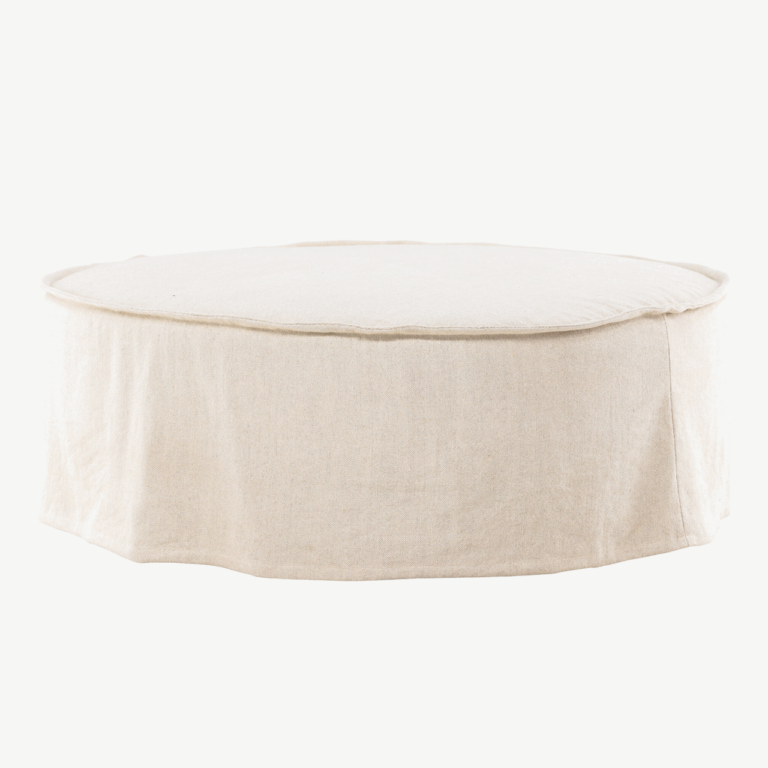 Ümmargune ottomaan Vindö, beež linasest kangas, ⌀101 cm - 61795-256