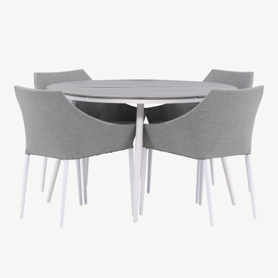 Ümmargune õuesöögikomplekt Break – hall aintwood lauaplaat ja hallid Spoga toolid, ø120 cm, GR22689 – 2