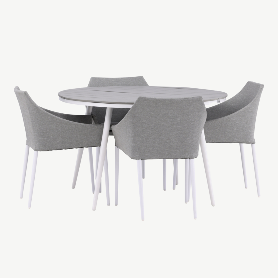 Ümmargune õuesöögikomplekt Break – hall aintwood lauaplaat ja hallid Spoga toolid, ø120 cm, GR22689 – 3