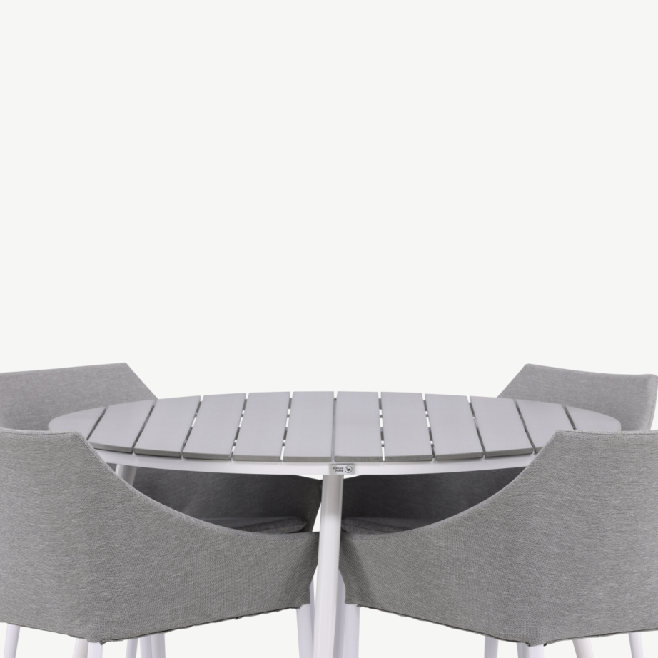 Ümmargune õuesöögikomplekt Break – hall aintwood lauaplaat ja hallid Spoga toolid, ø120 cm, GR22689 – 5