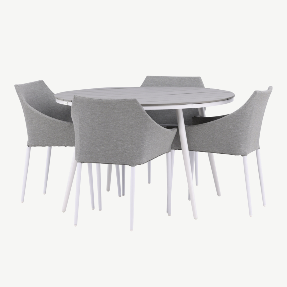 Ümmargune õuesöögikomplekt Break – hall aintwood lauaplaat ja hallid Spoga toolid, ø120 cm, GR22689 – 7