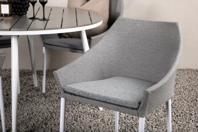 Ümmargune õuesöögikomplekt Break – hall aintwood lauaplaat ja hallid Spoga toolid, ø120 cm - GR22689