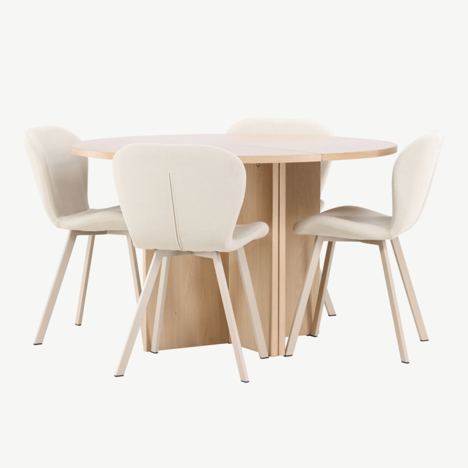 Ümmargune pikendatav söögilauakomplekt: hele Strada laud Ø120/170 cm ja 4 beeži Lilja tooli, GR24747 – 3