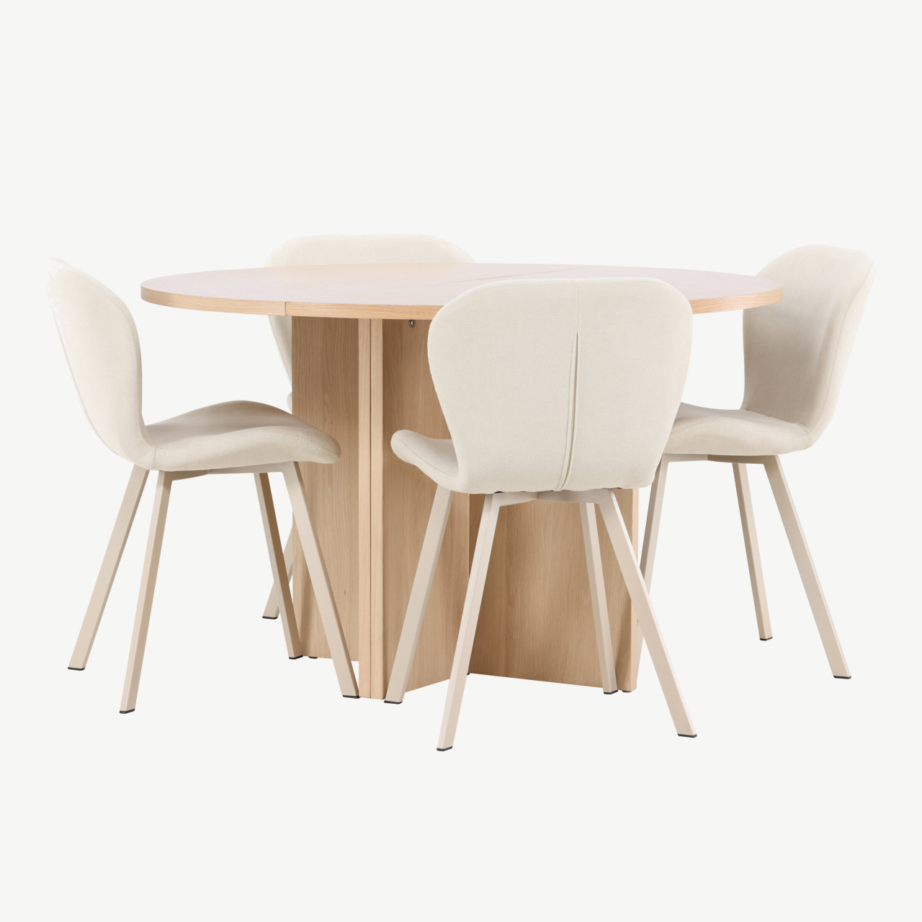 Ümmargune pikendatav söögilauakomplekt: hele Strada laud Ø120/170 cm ja 4 beeži Lilja tooli, GR24747 – 5