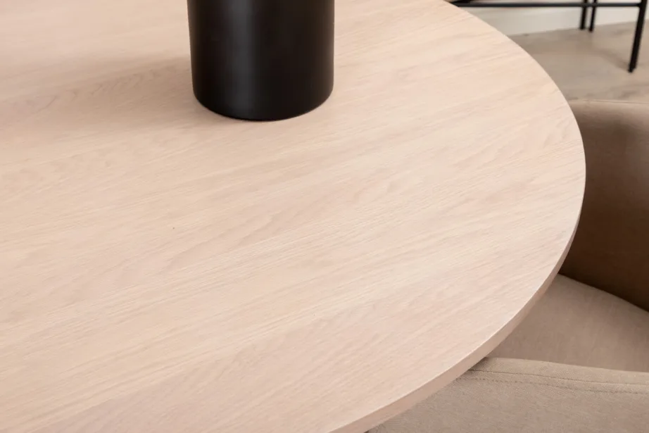 Ümmargune söögikomplekt Bianca – valge peitsiga laud ja beežid Berit toolid, GR22205 – 5