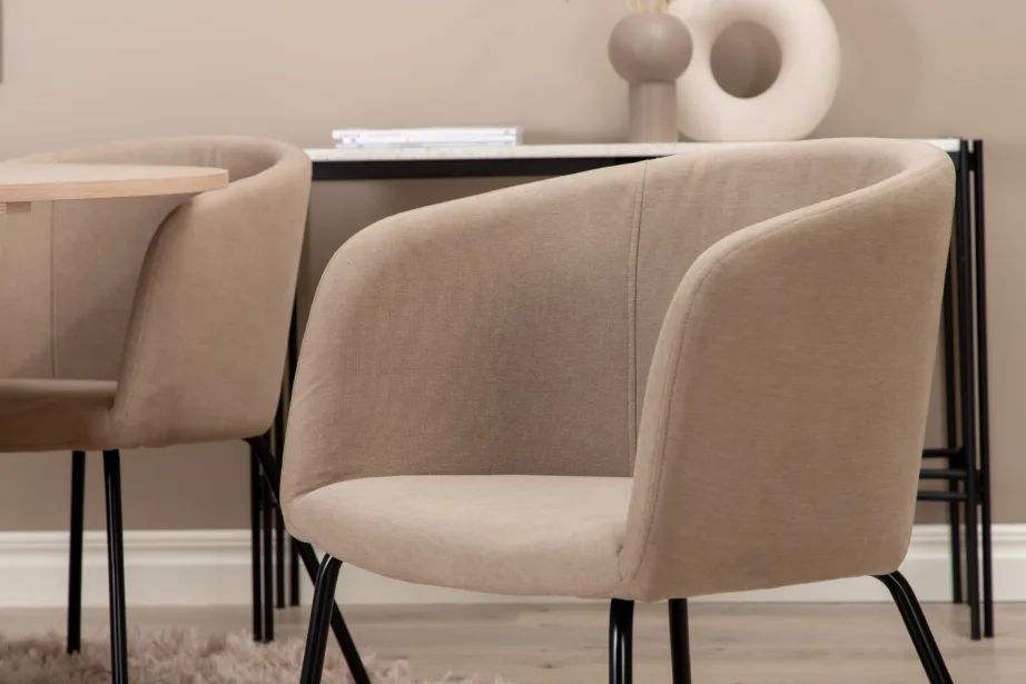 Ümmargune söögikomplekt Bianca – valge peitsiga laud ja beežid Berit toolid, GR22205 – 10