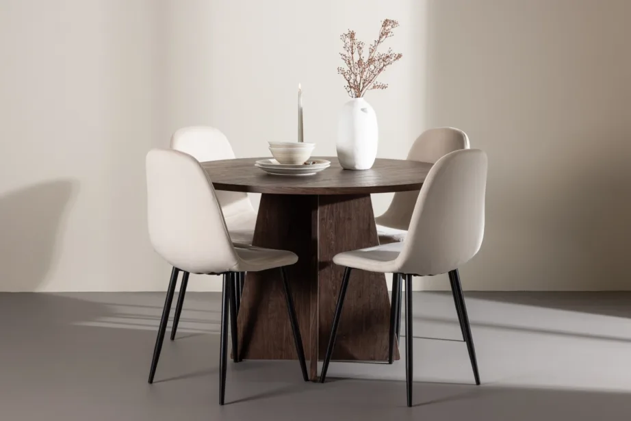 Ümmargune söögikomplekt Bootcut laud ja 4 Polar tooli (mokkas MDF, beež samet), GR24397 – 8