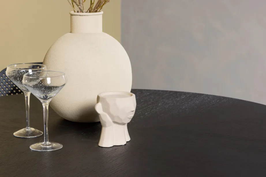 Ümmargune söögikomplekt Copenhagen – must MDF laud ja mustad plastiktoolid, GR23210 – 10