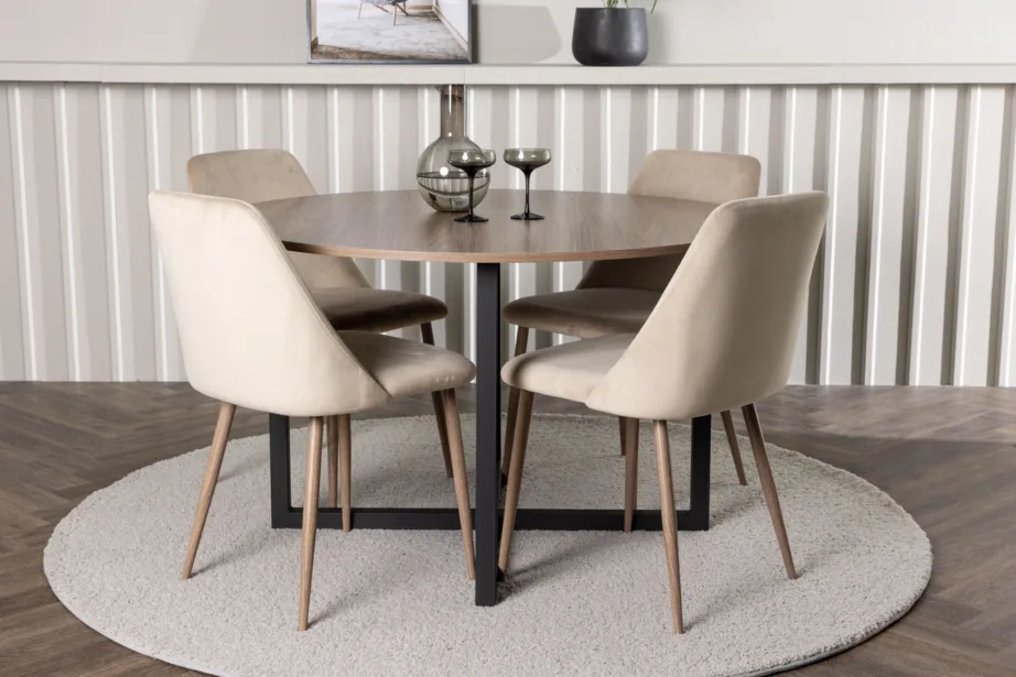 Ümmargune söögikomplekt Durango, pähklitooni MDF laud ja pruunid Night toolid (Ø120 cm), GR23924 – 14