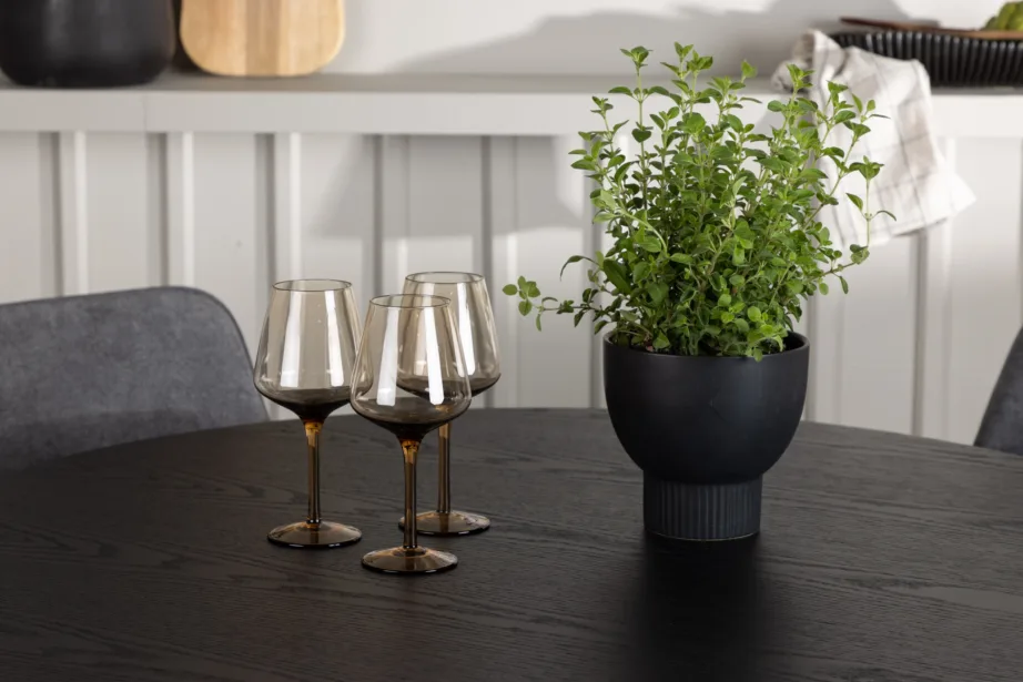 Ümmargune söögikomplekt Olivia lauaga ja Rosie hallid toolid (must, ø110cm), GR23832 – 6