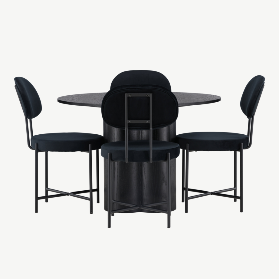 Ümmargune söögikomplekt Olivia musta spooniga laud ja Stella sametist tool, GR23836 – 2