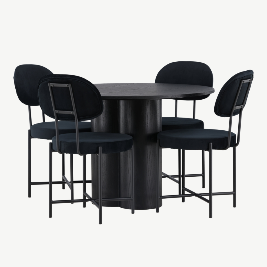 Ümmargune söögikomplekt Olivia musta spooniga laud ja Stella sametist tool, GR23836 – 3