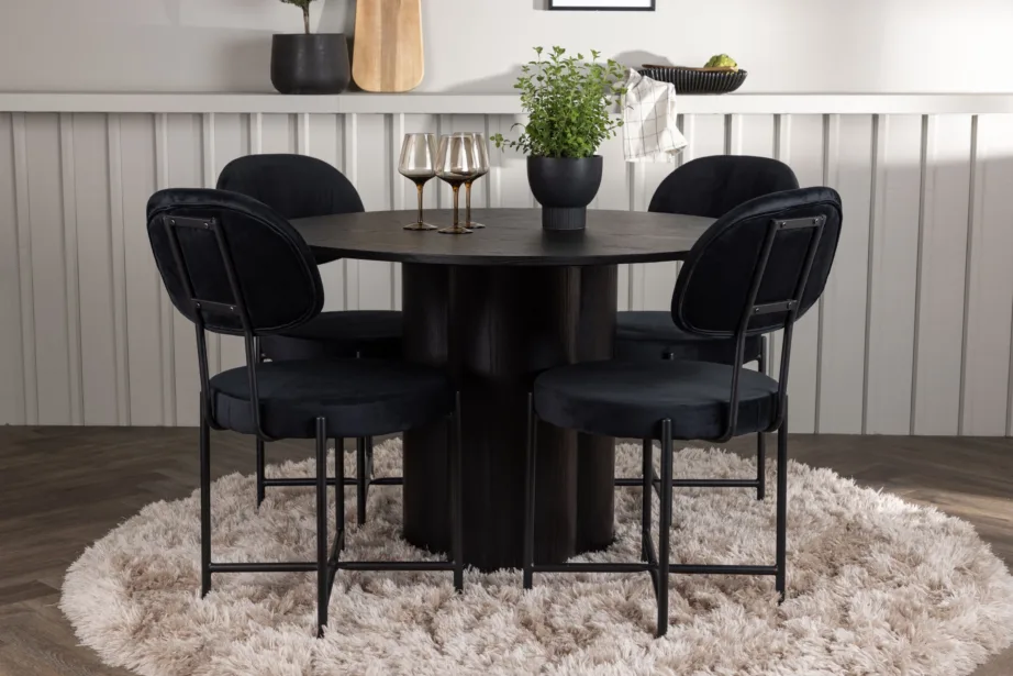 Ümmargune söögikomplekt Olivia musta spooniga laud ja Stella sametist tool, GR23836 – 4