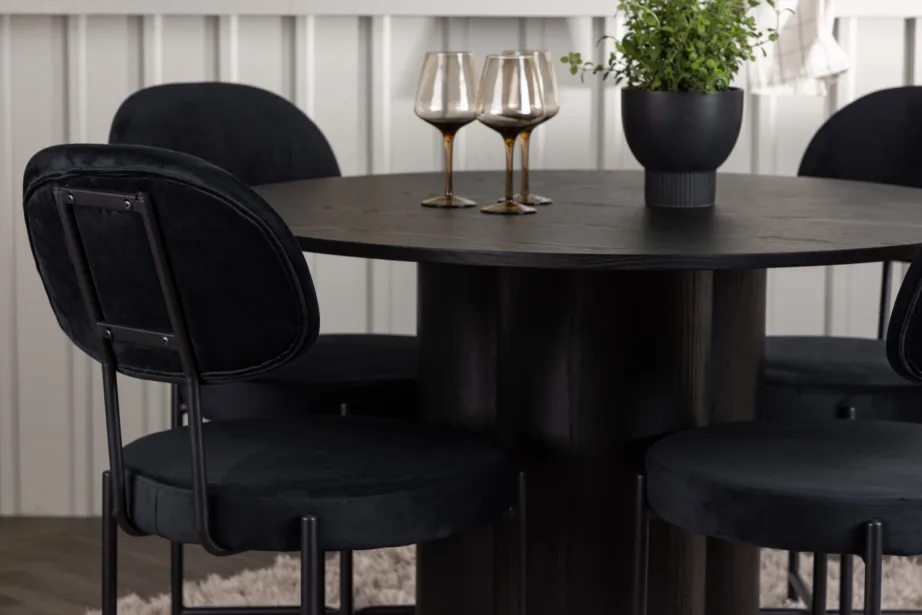 Ümmargune söögikomplekt Olivia musta spooniga laud ja Stella sametist tool, GR23836 – 5