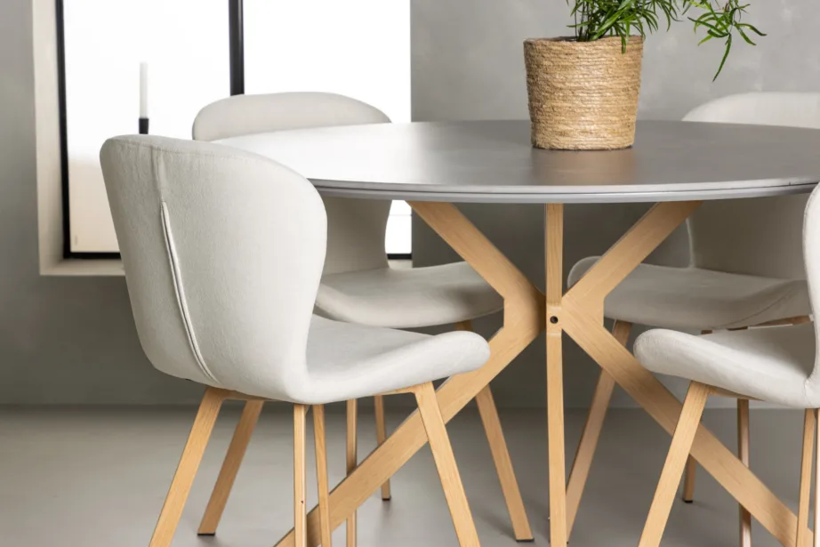 Ümmargune söögikomplekt Piazza halli spraystone lauaga ja beežide Lilja toolidega (⌀120 cm), GR23749 – 5