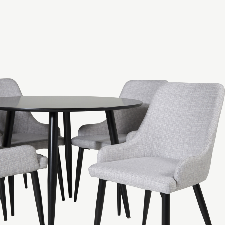 Ümmargune söögikomplekt Plaza (must laud, helehallid toolid, ø100cm), GR24115 – 2