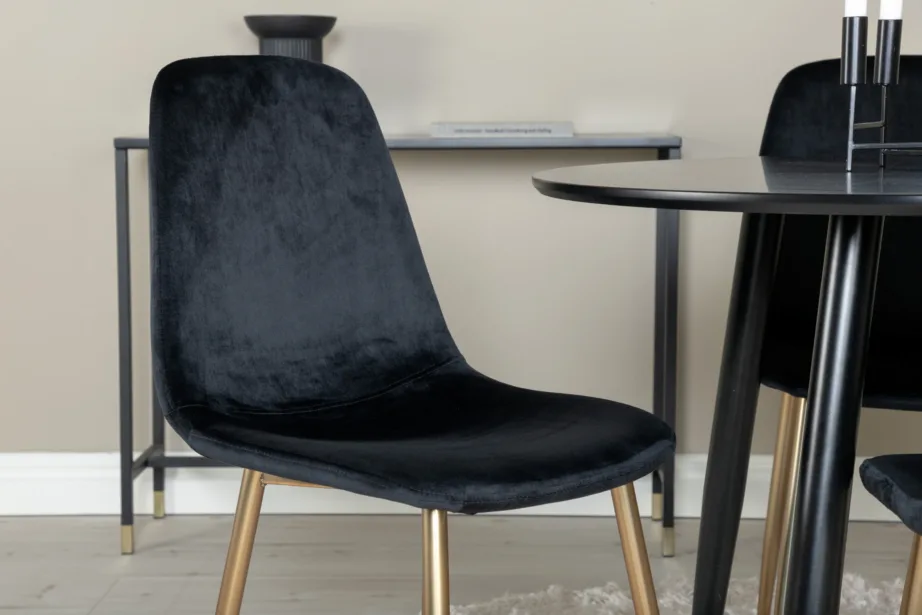 Ümmargune söögikomplekt Plaza musta MDF-laua ja sametist Polar toolidega, GR24138 – 4