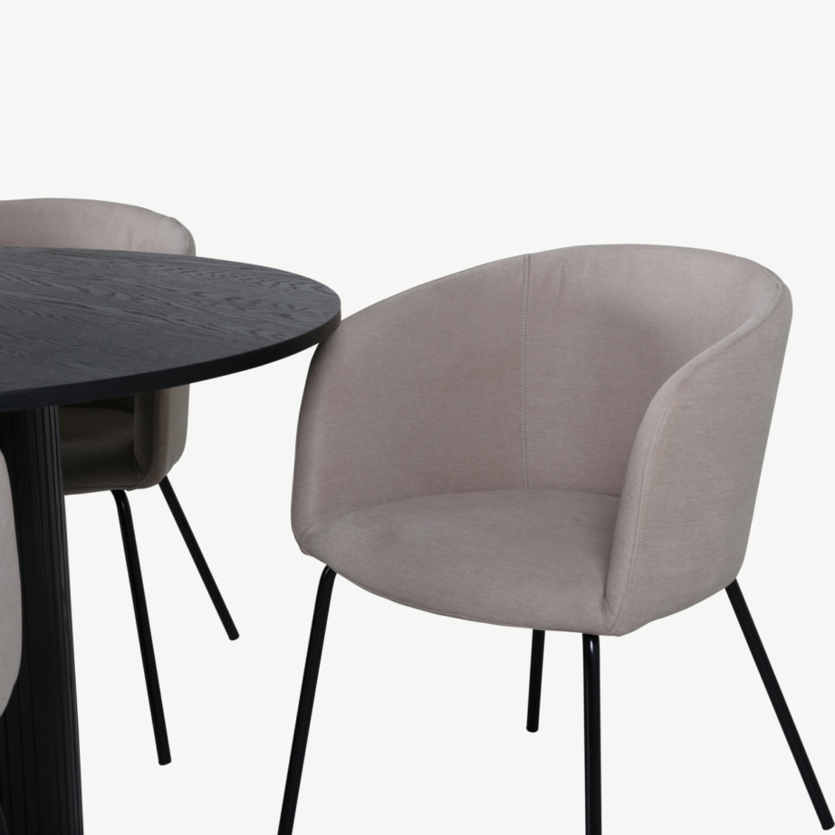 Ümmargune söögilaua ja toolide komplekt Bianca (must laud, beežid toolid), GR22226 – 5